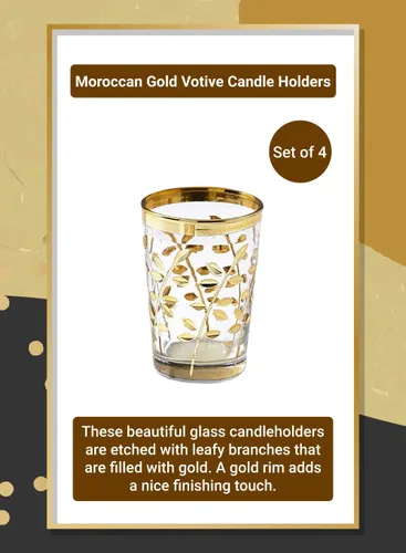 Vista 7 de Serene Spaces Living Juego de 4 portavelas votivas marroquíes doradas, ideales para decoraciones de bodas, fiestas, eventos, cena de Navidad, 3.5