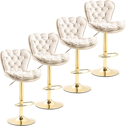 Vista 11 de Deolme Taburetes de bar giratorios de terciopelo negro, juego de 2 sillas de bar modernas ajustables de altura de mostrador, taburetes de bar