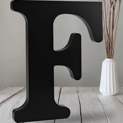 Vista 14 de AOCEAN Letras de madera negra de 12 pulgadas Letras de madera sin terminar para Halloween Letras decorativas de pie Rebanadas Tablero