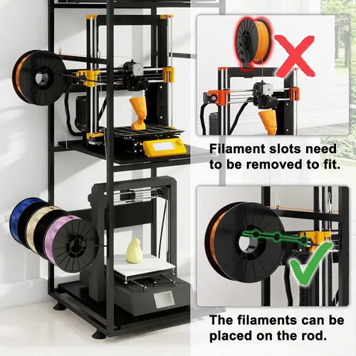 Vista 6 de PUNCIA Soporte para impresora 3D de 3 niveles con almacenamiento de filamentos, estante de banco de trabajo resistente, compatible con FDM/SLA