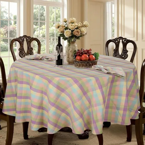 Vista 19 de Urban Villa - Mantel de mesa 100 % algodón, para uso diario, cenas familiares o fiestas en interiores o exteriores, a cuadros, color negro/blanco