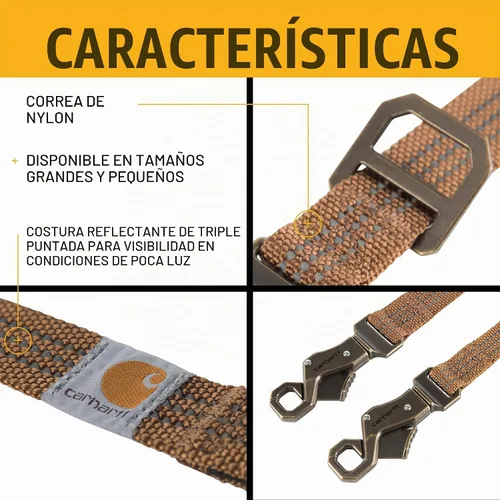 Vista 2 de Carhartt Pet - Correa totalmente ajustable para perros, costuras reflectantes para visibilidad, L