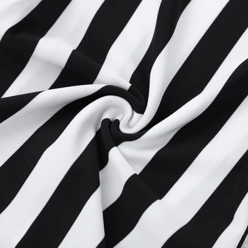 Vista 6 de Aislor Leggings elásticos ajustados de cintura alta a rayas negras y blancas para mujer