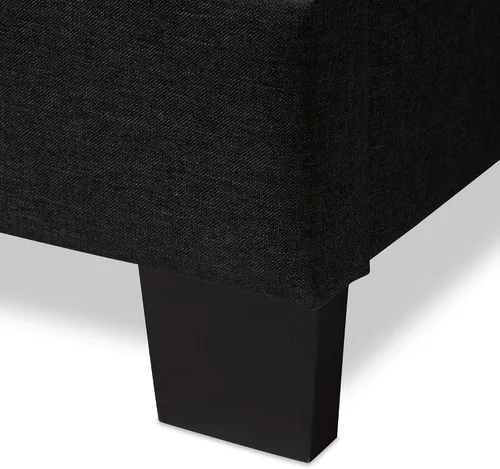 Vista 7 de Baxton Studio Elaina - Cama de tela moderna y contemporánea, matrimonial, color gris oscuro
