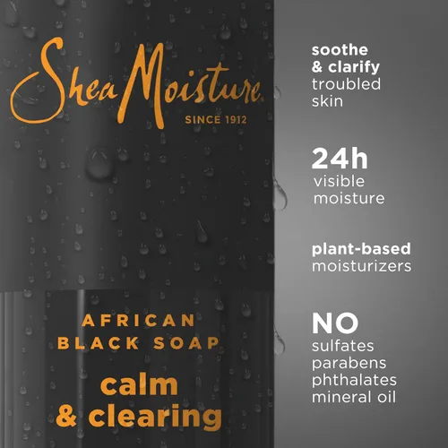 Vista 4 de SheaMoisture Jabón Africano Negro Limpiador corporal Calmante y clarificante para 24H de Humedad visible para una piel saludable y radiante 18 Oz