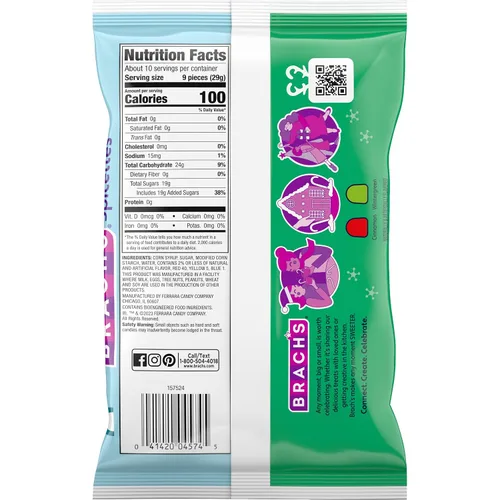 Vista 2 de Dulces navideños de Brach's, gomitas festivas, gomitas rojas y verdes, 10 onzas