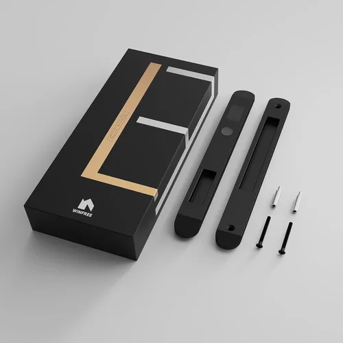 Vista 4 de Cerradura falsa, cerradura estrecha de la puerta corredera, emparejamiento utilizado con cerradura inteligente para doble deslizador (negro)