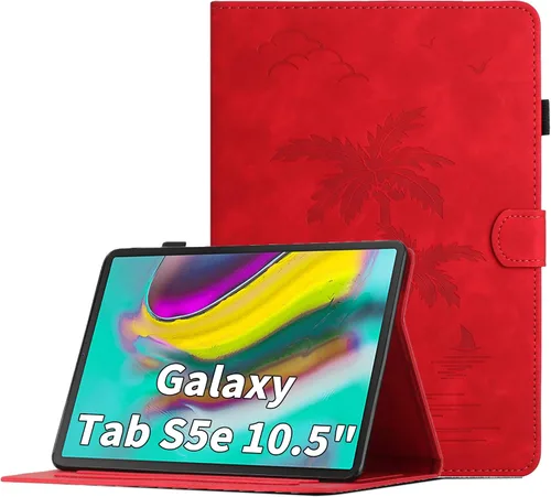 Vista 28 de Funda para Samsung Galaxy Tab S5e de 10.5 pulgadas 2019 modelo (SM-T720/T725/T727) - Funda protectora de piel sintética con bolsillo y función atril