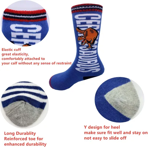 Vista 2 de Calcetines altos hasta la rodilla para niños, calcetines de algodón cómodos de dinosaurio, paquete de 8 pares