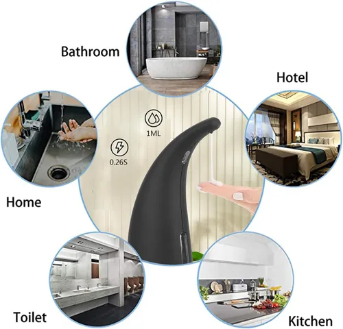 Vista 4 de Dispensador de jabón, ajustable de 4 niveles sin contacto para encimera de baño, cocina, dispensador automático de jabón con sensor de movimiento