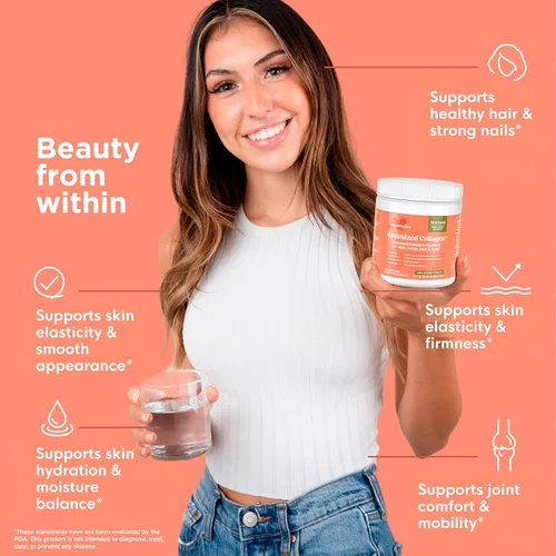 Vista 3 de Naturenetics Péptidos de colágeno para el cabello, la piel y las uñas – Apoya la hidratación de la piel y la fuerza del cabello – Colágeno
