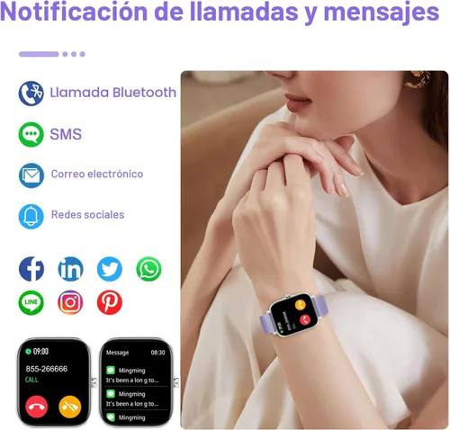 Vista 4 de TORJALPH Reloj inteligente para hombres y mujeres, compatible con iPhone, Samsung, teléfono Android, pantalla táctil completa de 1.69 pulgadas