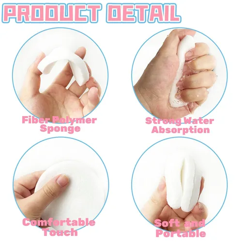 Vista 3 de 120 esponjas faciales comprimidas, almohadillas de limpieza facial, esponja de limpieza facial redonda para spa, exfoliación, lavado facial