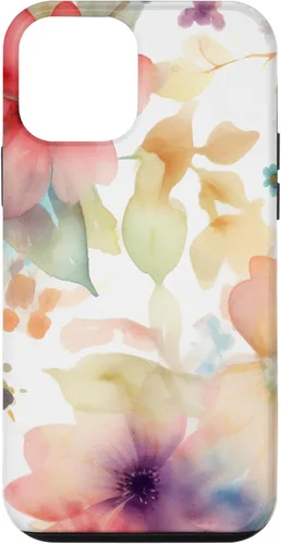 Vista 16 de iPhone 16 Lindo Pastel Floral Acuarela Rosa Azul Mujeres Patrón de Flores Caso