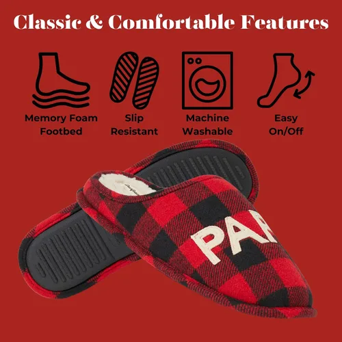 Vista 5 de Dearfoams Pantuflas de Navidad a juego para hombre con diseño de papá oso