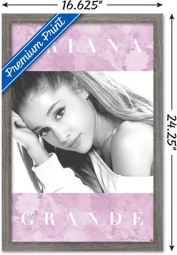 Vista 3 de Trends International Ariana Grande - Póster de pared floral, 14.725 x 22.375 pulgadas, versión enmarcada de madera de granero