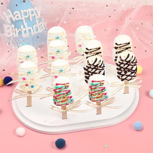 Vista 3 de Webake Cakesicle - Soporte para palitos de paletas, 12 unidades, soporte de madera para mesa de postres de boda, ducha, fiesta de cumpleaños