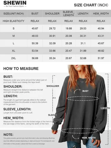 Vista 7 de SHEWIN Sudadera casual de manga larga con cuello redondo para mujer, ligera, holgada
