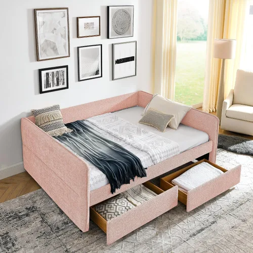Vista 16 de Sofá cama tapizado tamaño Queen con cajones para adolescentes adultos