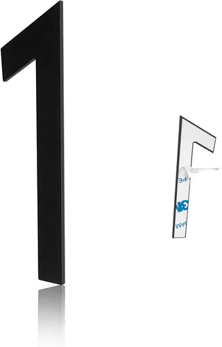 Vista 7 de Número de buzón de 3 pulgadas, números de casa modernos de acero inoxidable negro mate, números de puerta autoadhesivos para apartamentos y oficina 0