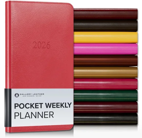 Vista 75 de Gallery Leather Planificador Semanal y Mensual Grande 2025-2026, Calendario Planificador y Cuaderno Elegantemente Encuadernado con Elegantes Bordes