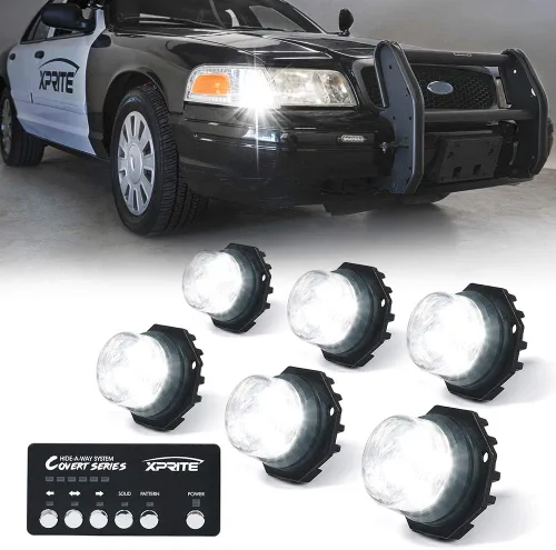 Vista 18 de Xprite Kit de luces estroboscópicas LED ámbar ocultas, 20 patrones intermitentes con panel de control, faros, luces traseras, luces antiniebla