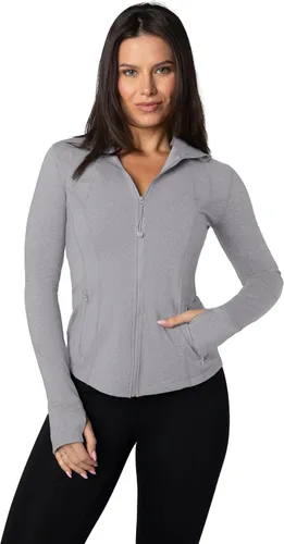 Vista 27 de 90 Degree By Reflex Chaqueta ligera atlética con cremallera completa, ajuste delgado, para correr, con aberturas para los pulgares Negro