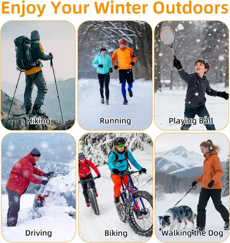 Vista 8 de Ryaco Guantes térmicos de invierno para hombres y mujeres, guantes cálidos con aislamiento para clima frío, impermeables, pantalla táctil