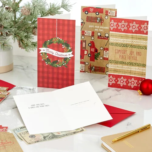 Vista 2 de Hallmark - Surtido de tarjeteros para tarjetas de regalo de Navidad o portamonedas, rústico (36 tarjetas con sobres)