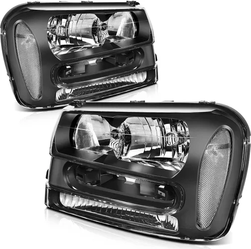 Vista 16 de Conjunto de faros delanteros para Chevy Avalanche 1500 2003-2006 para Avalanche 2500 03-06 para 1500 Classic 2007 carcasa negra reflector ámbar