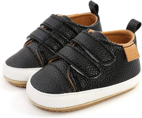 Vista 4 de Tenis de tobillo alto unisex para bebés, niños y niñas, suela de goma suave, zapatos de cuna para niños pequeños