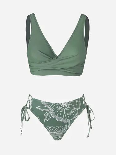 Vista 5 de CUPSHE - Bikini para mujer - Traje de baño de dos piezas con cruce frontal y cordones