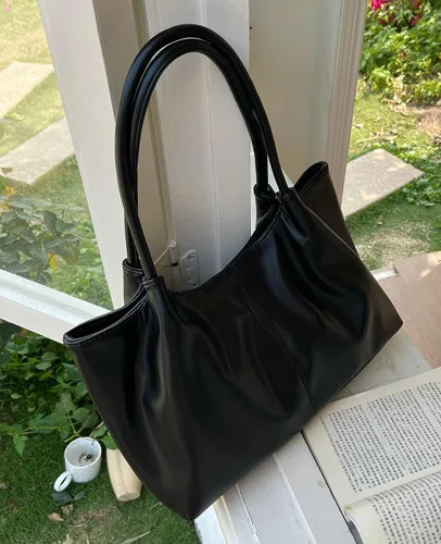 Vista 5 de Bolso de mano para mujer, bolso de hombro, bolso de mano de poliuretano suave, bolso de hombro grande a la moda, bolso de mano con asa superior