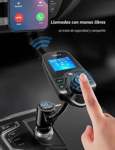 Vista 4 de [versión más reciente LED transmisor FM], Nulaxy transmisor de radio FM inalámbrico por Bluetooth para el coche, Negro