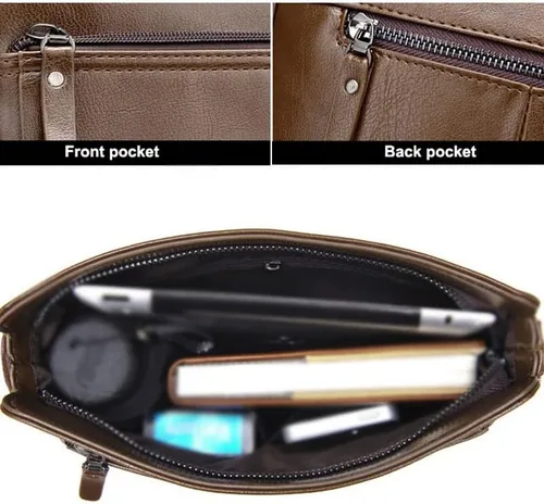 Vista 7 de CZDYUF - Bolso bandolera de cuero para hombre, bolso cruzado pequeño para hombre, bolso bandolera de cuero para hombre, bolso de negocios