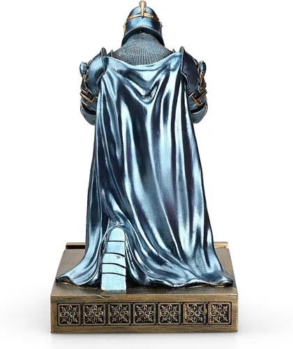 Vista 3 de Portaboligrafo y soporte para teléfono móvil de líder de la Guardia del Rey, estatua de caballero, peso de papel con diseño de guerrero, ornamento