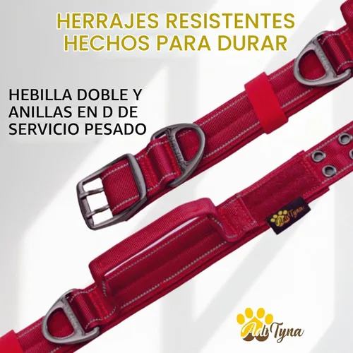 Vista 5 de ADITYNA - Collar de perro resistente para perros grandes con asa de tráfico Borgoña