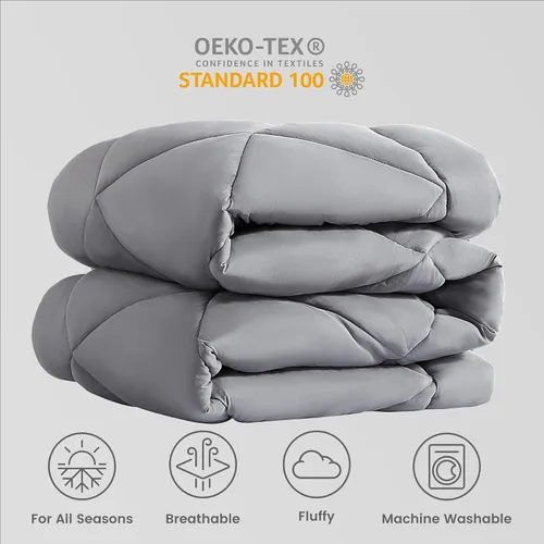 Vista 7 de SLEEP ZONE Edredón Queen con Relleno de Edredón, Edredón Reversible Alternativo al Plumón, Ropa de Cama Ligera, Suave y Transpirable para Todas