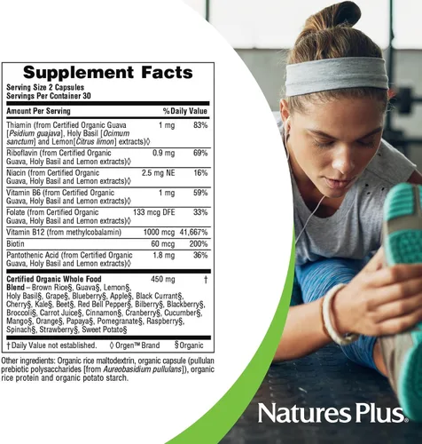 Vista 4 de NaturesPlus Source of Life Garden Vitamina B12 – 60 cápsulas – Incluye más de 20 extractos de alimentos integrales – Certificado USDA orgánico, sin