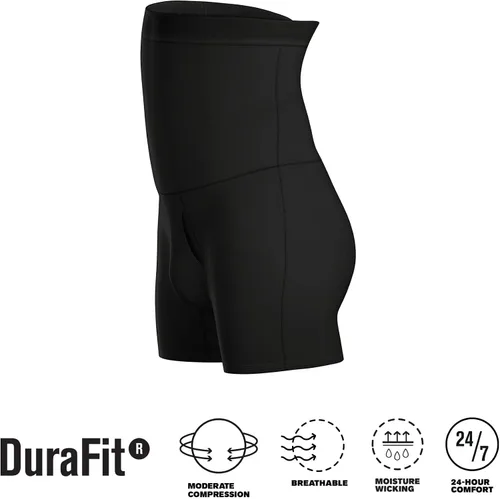 Vista 4 de LEO - Pantalones cortos de compresión para hombre, con control de abdomen, para hombre Negro