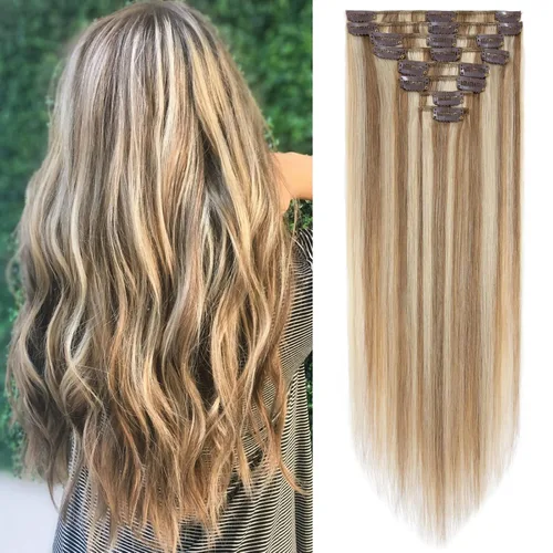 Vista 15 de S-noilite Extensiones de cabello humano con broches, cabello humano corto con clip, para mujer, cabello humano 100% Remy, cobertura de cabeza Marrón