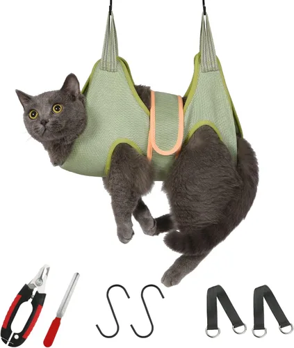 Vista 9 de Guzekier Arnés de hamaca de aseo para gatos, cortaúñas para gatos