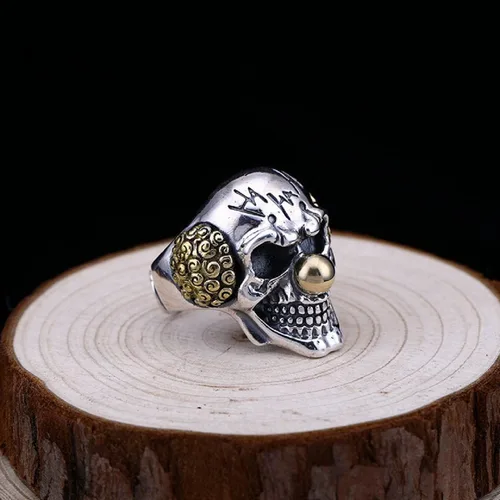 Vista 5 de Anillo de calavera gótica para hombre, punk demonio cráneo payaso payaso Rock Joker payaso cráneo Halloween anillo para niños