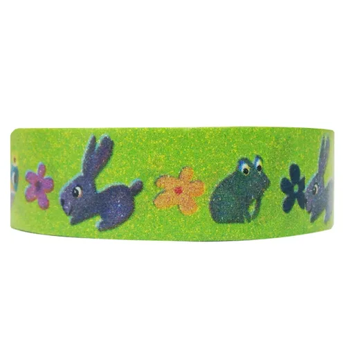 Vista 7 de Wrapables Floral & Nature - Cinta adhesiva japonesa Washi, flores felices negras