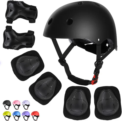 Vista 14 de WayEee Juego de casco de bicicleta para niños, rodilleras, equipo de protección ajustable, 3-14 años