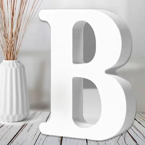Vista 24 de AOCEAN Letras de madera blanca de 6 pulgadas, letras de madera sin terminar para decoración de pared, letras de pie, rebanadas, decoración