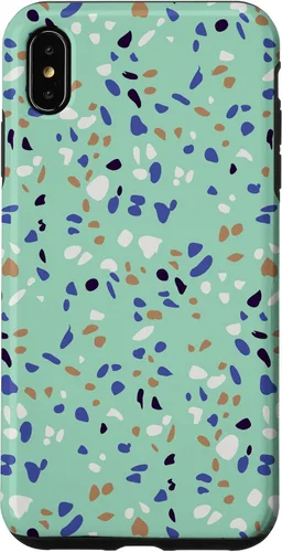 Vista 11 de Fun Vintage Green, Blue, White and Black Terrazzo Case for iPhone 16