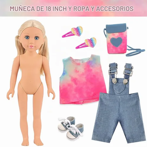 Vista 2 de Ecore Fun - Juego de muñecas de 18 pulgadas con 8 accesorios