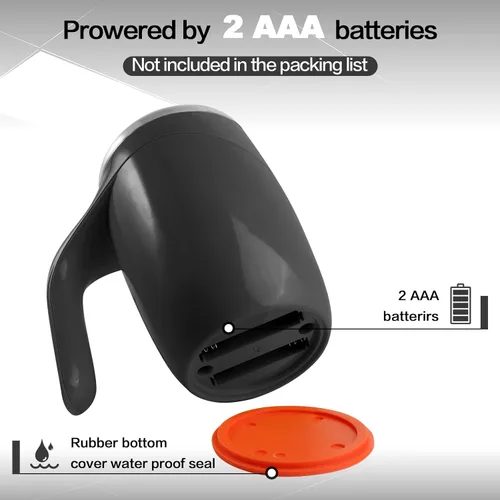 Vista 3 de Taza de café con agitación magnética automática, taza giratoria para mezcla en casa, oficina y viaje, divertida taza eléctrica de acero inoxidable
