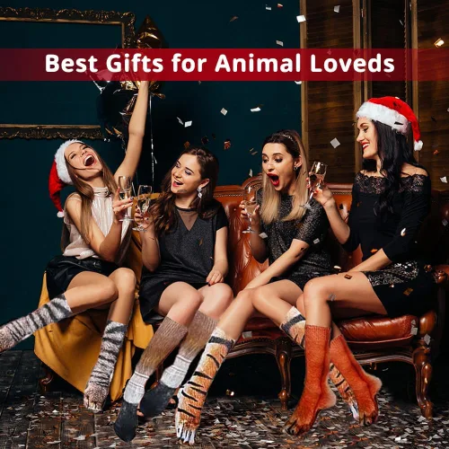 Vista 2 de ZXGXLAW Regalos divertidos, diseño de gato loco, perro, pata de tigre, calcetines de Navidad para mujeres, hombres, adolescentes, Navidad